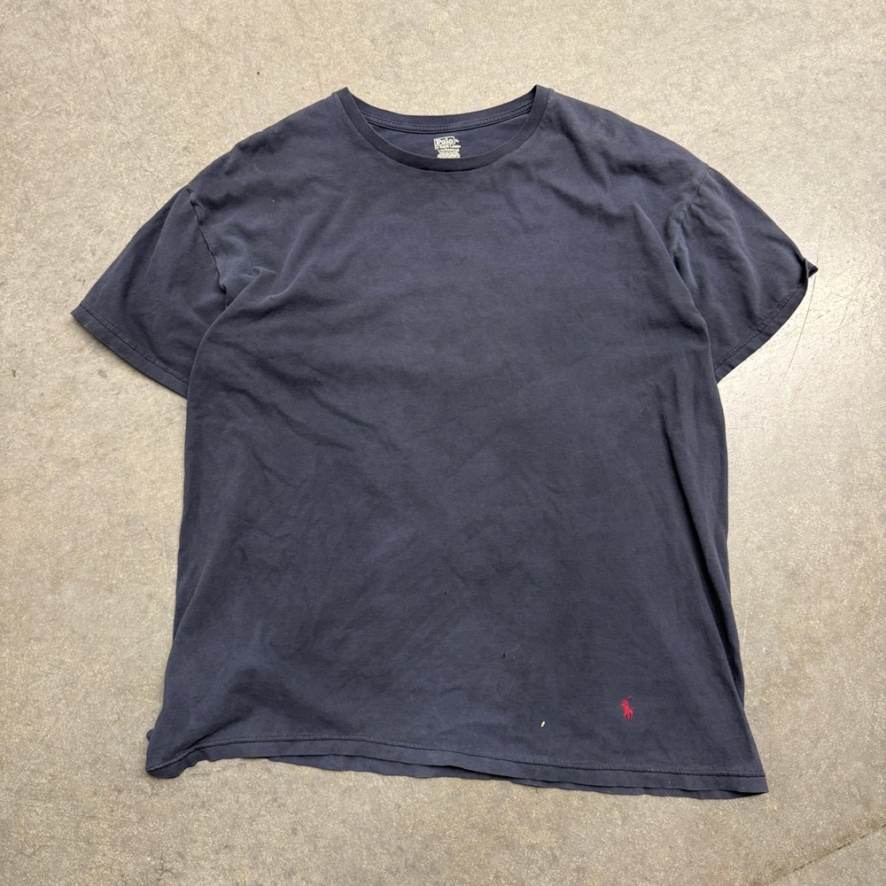 Polo Ralph Lauren Mens XL Navy Blue Cotton Crewneck T-Shirt Red Pony Logo 4067